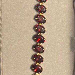 14K Gold Garnet Bracelet 7”